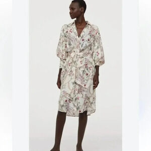 [M]Johanne Ortiz xH&M Designer White Orchid Linen Button Down L/S Shirt Dress